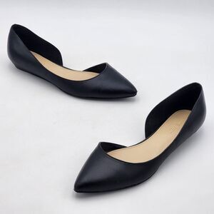 Nine West Saige D'Orsay Pointed Toe Faux Leather Flat Shoes Black Size 9